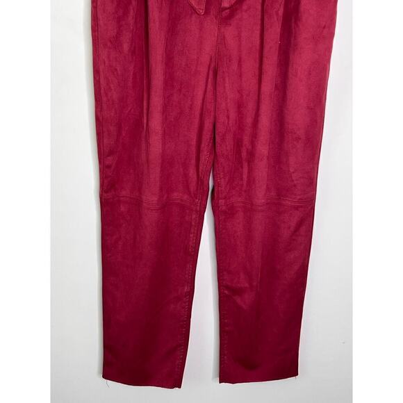Free People Nightfall Vegan Suede Paperbag Pants Queen Pomegrana Women's Size 8 - Picture 5 of 10